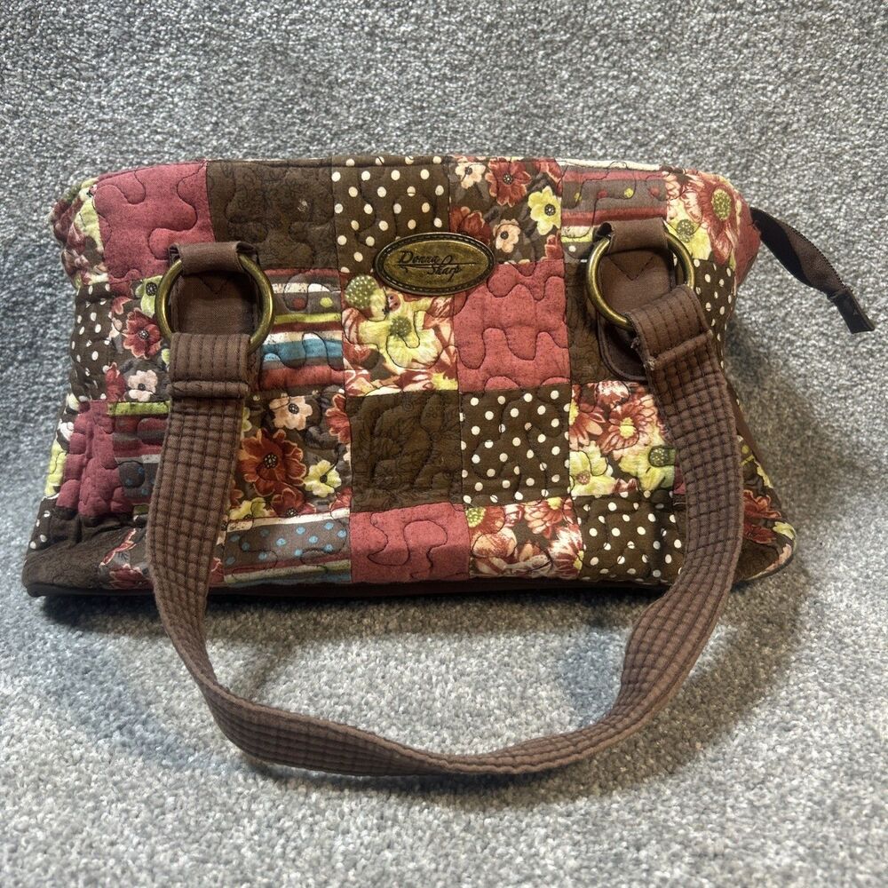 Donna Sharp Quilted Patchwk Brown, Green SAFARI Print Medium Purse